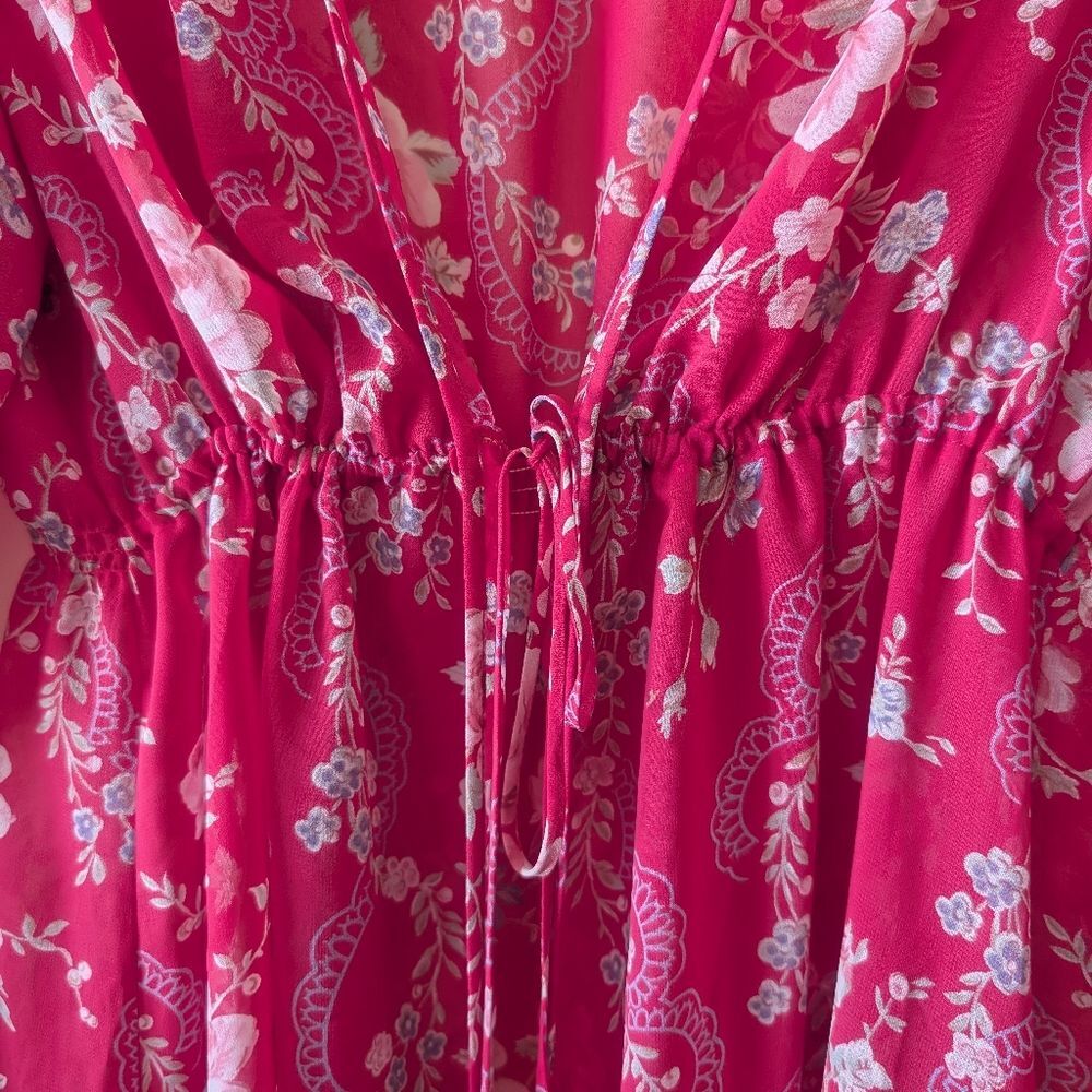 Victoria's Secret Sheer Top Women's Medium Large Robe Long Sleeve Rose Floral - Picture 4 of 6